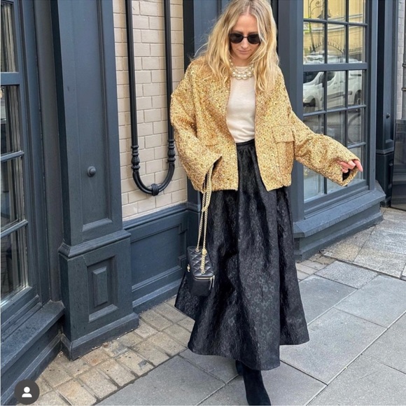 ZARA NEW COLLECTION GOLD SEQUIN JACKET BOMBER - Picture 8 of 16